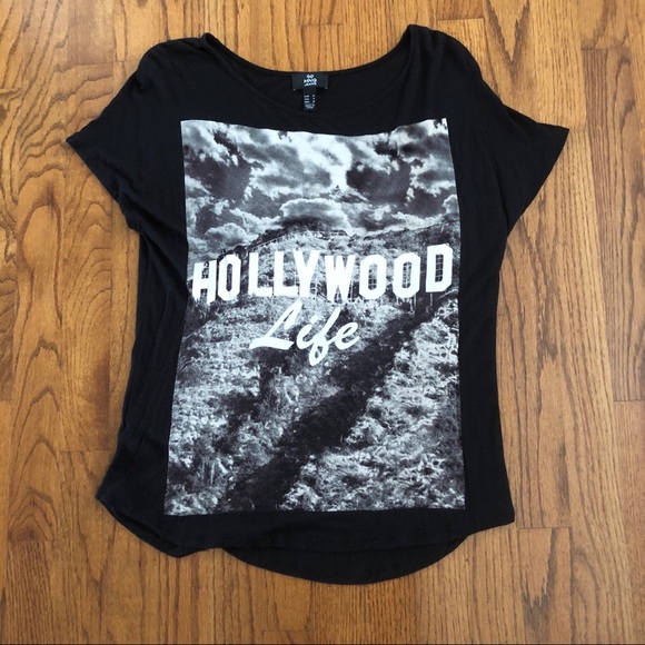 Mango Tops - MNG Jeans Black Hollywood Life Graphic T-Shirt S/M